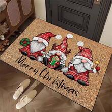 1pc Crystal Velvet Christmas Entrance Mat, Home Doormat, Anti-Slip Carpet Floor Mat