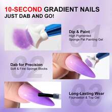 LIMEGIRL 免洗凝胶指甲套装，4 色闪光渐变指甲油套装，免洗凝胶法式指甲美甲免擦拭浸泡 UV DIY 艺术家庭沙龙 - 彩色 - 查看 6