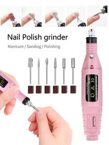 LULAA Kit de removedor de esmalte de uñas: Máquina de lima de uñas, cabezales de lijado, bloques de pulido, tiras de pulido, empujador de acero, cepillo de polvo, empujador de cutículas - Multicolor - Ver 4