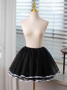 Black Skirt With White Ribbon