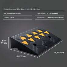 Rubber Curb Ramps, 2 Pack, 4.3 Inch Lift Height, Heavy Duty, 33069 Lbs/15 T Capacity, Threshold Ramps, Driveway Ramps With Stable Grid Structure For Cars, Wheelchairs, Bicycles, Motorcycles - 4.3 Pulgadas - View 7
