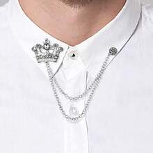 Xiacheng 流苏链胸针领针婚礼胸针领针翅膀狼头皇冠翻领西装衬衫燕尾服配饰适用于婚礼周年纪念万圣节生日派对办公室 - 彩色 - 查看 9