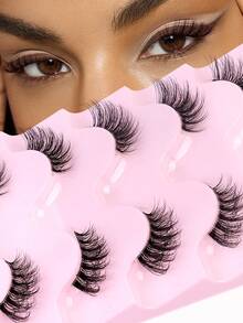 MAANGE 9/5 对半睫毛透明带状睫毛猫眼假睫毛短款柔软3d仿貂毛睫毛柔软自然妆容 - 黑色 - 查看 5