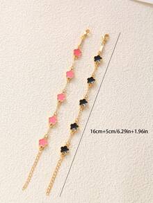 2 piezas Pulseras de cobre con flores de 5 pétalos minimalistas, adecuadas para citas, regalo de graduación, uso diario