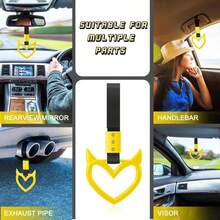 Fabbay 2 Pieces Heart Handle Keychains Car Accessory Heart Hand Strap Drift Charm For Car Interior Exterior Decoration(Yellow,Devil Style) - ColorH - View 6