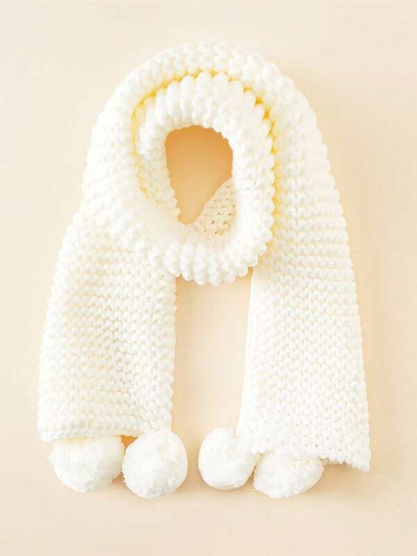 1pc Cute Furball Knitted Thick Warm Scarf, Suitable For Daily Use In Autumn/Winter