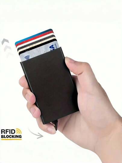 Carteira Masculina Porta-Cartões: Carcaça de Liga de Alumínio Pop-Up, Design Inteligente, Anti-Roubo RFID, Ultra-Fina e Simples, Bolso Frontal Comporta 5-6 Cartões, Design Slim Unissex para Negócios, Porta-Cartões de Crédito com Proteção RFID em Alumínio, Porta-Cartões Automático de Pop-Up (Prata), Bolsa para Cartões, Carteira Feminina, Porta-Cartões