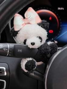 Ornament drăguț cu ursuleț de desene animate, decor creativ pentru bordul mașinii, accesorii interioare auto, decor pentru volanul mașinii, păpușă de pluș