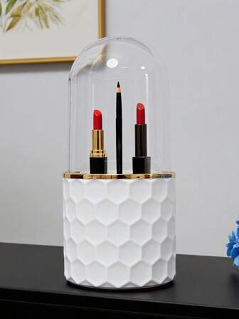 1 st 360° roterande sminkborste-arrangör, stor förvaringslåda för sminkbord, pennhållare för studenter, presenter till kvinnor, julklappar, presentidéer till kvinnor