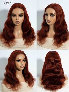 QVR QUEEN VIRGIN REMY 4"X4" Lace Front Wig, Human Hair, Red Brown Color, Pre-Cut, Closed Cap, Pre-Plucked - S33D - View 3