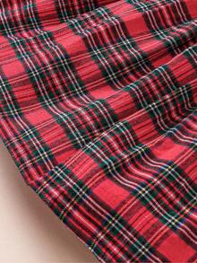 Conjunto de Festa com 2 Peças: Cardigã Cropped Tricotado com Nervuras para Menina, Vestido Regata com Babado Xadrez