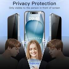 JETech Privacy Screen Protector For 15 Pro 6.1 Inch, Anti-Spy Tempered Glass Screen Protector With Easy Installation Frame, 2 Units - IPhone 15 Plus - View 4