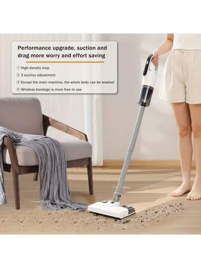 In Cordless Stofzuiger Mopping Combo Speed Adjustment, Lightweight Easy To Deep Cleaning Includes Attachments Fine Dust, Cat Litter, More USB Rechargeable, Wit Gray, Cleaner, Versatile Tool, Moderne Home Appliance, Durable Construction, Slimme Cleaners, Sleek Highquality Build, rs view 10