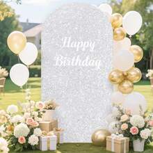 5ft/6ft/6.6ft Glitter Arch Backdrop, Rose Gold/Gold/Silver/Red, Sequin Decor, Polyester, No Power Needed, Perfect For Elegant Photography (Frame Not Included), Wedding & Party Decoration - Multicolor - View 9