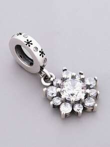 HuooNew 1 Stück exquisiter 925er Sterling Silber Schmuck, mit Zirkonia besetzt, Weihnachtsschneeflocken, Silberschmuck, Schmuck für Frauen, Geburtstagsgeschenk, Weihnachtsgeschenk