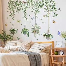 Vinilo decorativo de pared con diseño de plantas, mural artístico verde para pared, ideal para decorar tu sala de estar, dormitorio o cualquier espacio del hogar. - Verde - Ver 2