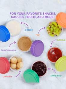 1/3/6 piezas Juego de mini recipientes de almacenamiento de alimentos con tapas, a prueba de fugas, cajas pequeñas para aperitivos/salsas, aptas para cajas bento, para almacenar aperitivos/condimentos/salsas, reutilizables - Multicolor - Ver 3
