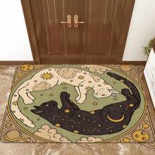 VIKAMA Yin Yang Cat Floor Mat Feature Doormat Soft Rug For Bedroom Creative Living Room Carpet Welcome Mat Outdoor Carpet Home D - Black - View 1
