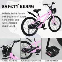 Kids Bike For Boys And Girls Ages 3-12, 14 16 20 Inch Bicycle With Training Wheels/Kickstand , Easy To Assemble, Ride, Vibrant Colors, For Sports Bicycle For Kids, Easy Assembly, Multiple Color Option - 粉色 - 查看 7