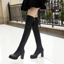 Women Over-The-Knee Boots - Black Cotton-lined A09 - View 3