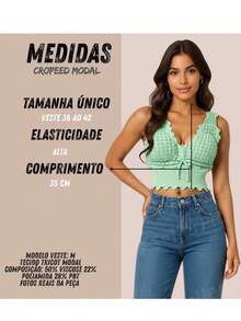 Women's Cropped Blouse In Modal Knitwear - Stylish And Versatile Top For Summer | Fashion Launch - Green - View 2