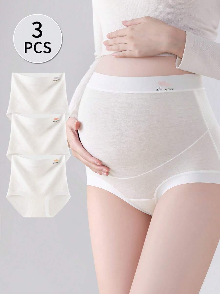 MENSSEGOWON 3pcs/Pack Maternity Underwear, 100% Cotton High Waist Briefs For Early, Middle And Late Pregnancy - Multicolor - View 1