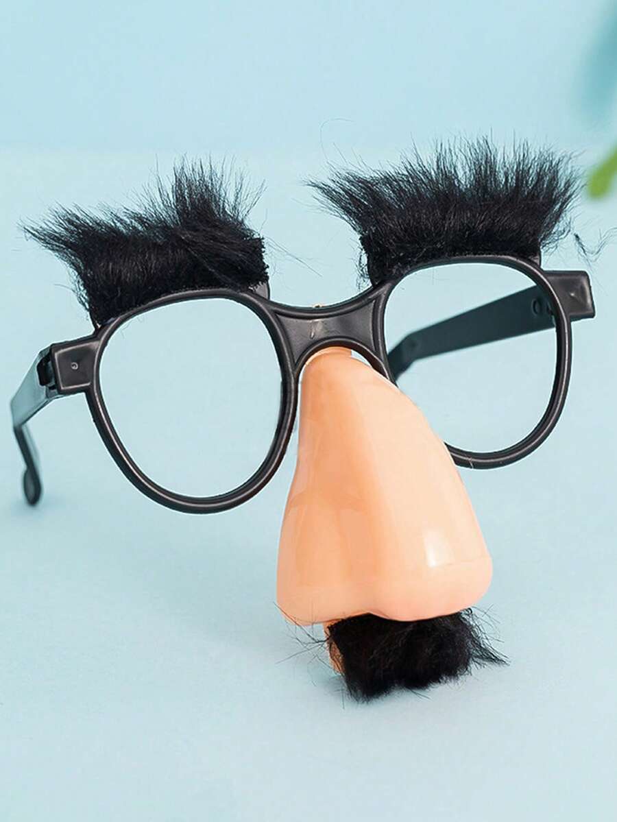 1pc Halloween Black Mustache, Glasses, Plastic Big Nose, Funny Prank Costume, Holiday Atmosphere Props, Eyeglasses