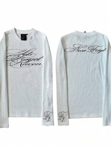 Long-Sleeved T-Shirt With Dark Retro Y2K Prints, A High-Street Gothic Style Top - 1 - 查看 1