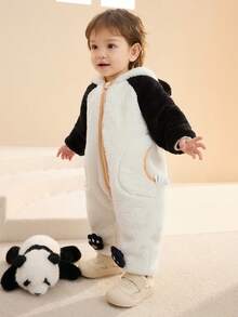 Balabala BalaOne Baby Jumpsuit 2025 Fall/Winter, Plush Crawler Outfit For Outdoor Use, Cute - Milky White - View 2