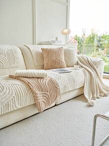 1 pieza Funda de cojín de sofá de felpa gruesa y suave de estilo minimalista, protector de sofá a prueba de mascotas, antideslizante y antipolvo, funda decorativa de sofá, fácil de limpiar, se ajusta a sofás de 1 a 4 plazas, sofás en forma de L, adecuado para sala de estar, dormitorio, estudio, oficina, fiesta, club, exterior