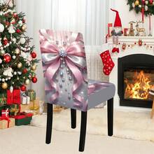 1/4/5/6/7/36 pièces Ensemble de housses de chaise/housses avec nœud double couche et motif de cristal à gland pour Noël, convient pour la maison, le restaurant, l'hôtel, idéal pour la décoration quotidienne moderne. La nappe s'adapte à une table de salle à manger carrée, la housse de chaise élastique est lavable.