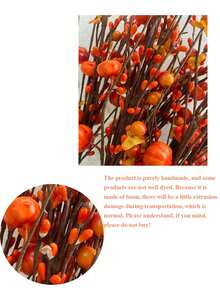 1个/3个/6个仿真南瓜橙色浆果茎秋季南瓜枝，适用于秋收节感恩节装饰花瓶秋收节家居装饰万圣节装饰秋季装饰房间装饰秋季装饰圣诞节装饰家居圣诞礼物圣诞装饰