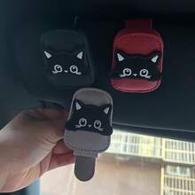 1 件磁性时尚太阳镜夹，适用于汽车遮阳板，可爱猫咪设计眼镜夹，多功能卡夹 - 彩色 - 查看 11