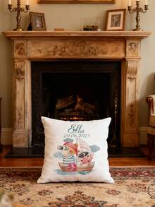 Personalized Pillowcase With Name And Date, Romantic Whale Hot Air Balloon Design, Wedding Gift, Soft Zipper Bedroom Decoration