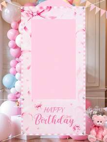 1pc Pink Bow Photo Frame, Girls Birthday Decor, Baby Shower Party Gift, Baby Shower Party Decoration, Baby Supplies, Happy Birthday Photo Prop, Party Photo Backdrop Banner, Pink Background Cloth, Pink Birthday Decor, Baby Shower Party Supplies, Bow Birthday Decor, Pink Bow Birthday Decor, Pink Bow Decor, Holiday Party Background Supplies - Multicolor - View 8