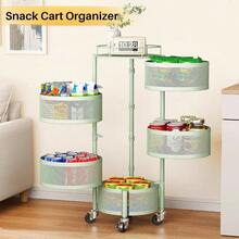 Fruit And Vegetable Basket Bowls Kitchen With Metal Top Lid, 5 Tier Rotating Storage Rack Cart Potato Onion Bread Banana, Wire Basket Organizer On Wheels, Large, Black - Green - View 5