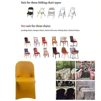 2pcs Spandex Folding Chair Cover Covers Stretch Chair Protectors Wedding Party Events 2, White