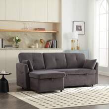 Sofa Bed Set - Dark Gray + Velvet + 3 Seat - View 8