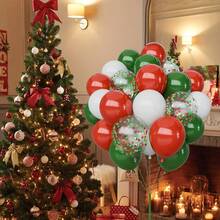 72 globos navideños - 12 pulgadas, 10 pulgadas rojos, verdes, blancos con patrones de copos de nieve y lunares, ideales para fiestas navideñas, cumpleaños y celebraciones de Año Nuevo, material de látex, sin necesidad de energía, globos navideños adecuados para Navidad, cumpleaños, boda, bautizo, aniversario, Día de San Valentín - sin necesidad de energía - Multicolor - Ver 1