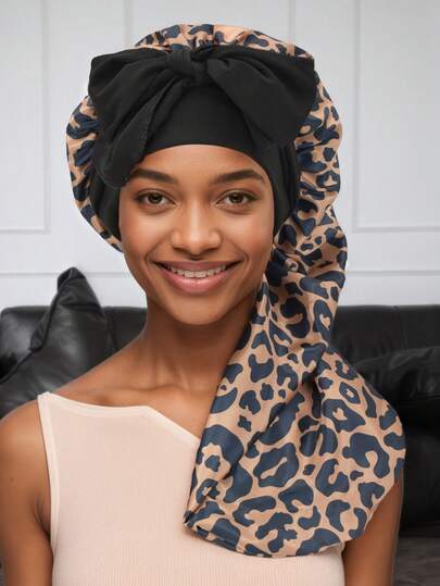 1 pieza Gorro de satén largo, Envoltura de cabello de seda, Turbante ajustable reutilizable para el cuidado del cabello, Gorro para dormir para mujeres