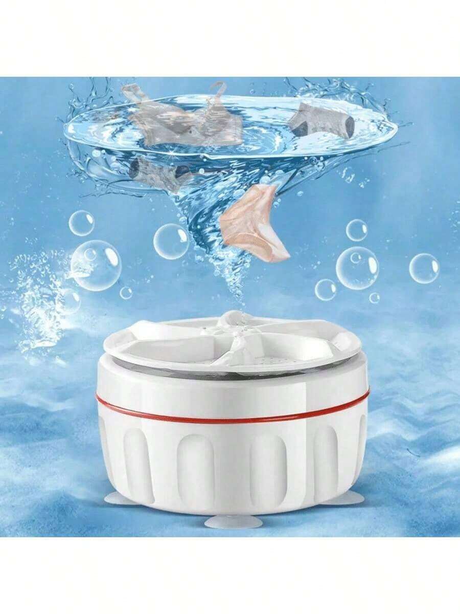 1 piezas Mini Lavadora USB Spinning Turbo Lavadora Portátil, Lavadora Portátil, Ultrasonic Turbo Mini Lavadora (con ventosa) Para Calcetines Ropa Interior Limpieza Vajilla Viajar Casa Negocios Viajar - Blanco - Ver 1