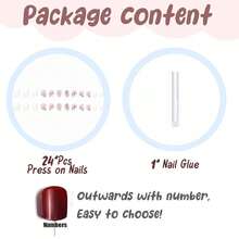 Square Press On Nails Short Fake Nails White French Acrylic Nails Squoval Glue On Nails 24Pcs False Nails For Women And Girls - 多色24 - 查看 6
