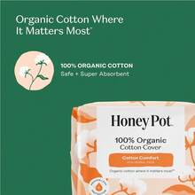 The Honey Pot Company - Sanitary Pads For Women - Non-Herbal Overnight W/Wings - Organic Cotton Cover, & Ultra-Absorbent Pulp Core - Feminine Care - 12 Ct - 64 chiếc (Gói 1 chiếc) - Xem 3