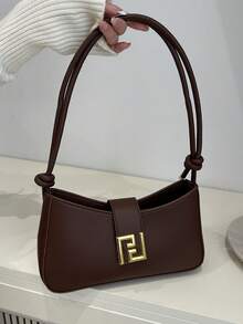 Bolso de hombro de unicolor de moda casual/de oficina para mujer, bolso cruzado portátil adecuado para citas, compras, regalo