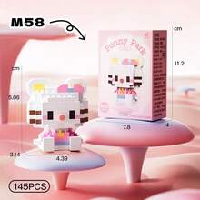 7cm高颗粒积木库洛米猫咪旋律电视电脑挂件卡哇伊迷你桌面摆件青少年玩具房间装饰动漫卡通万圣节圣诞节节日礼物生日礼物