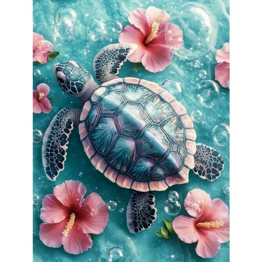 1pc 5D Full Drill Sequin DIY Diamond Painting Sea Turtle, Canvas Art Home Decor Gift With Tools, Wall Decoration Craft For Adults