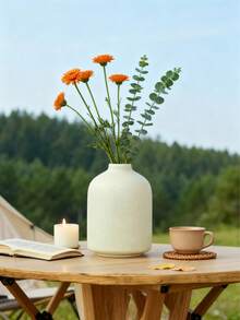 1pc Ceramic Vase, Suitable For Outdoor Gardens, Gardening Decoration, Home Living Room, Dining Table Display, Decorative Creativity, Desktop Display, Flowers Storage, Ornaments And Accessories, Etc.