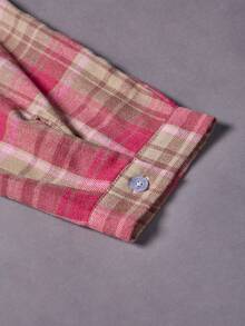 Plus Size Women's Plaid Shirt - Stylish Button-Down Lapel Collar Long Sleeve Tunic, Versatile Mid-Length Blouse For Women