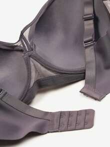 Lace Bra With Padded Cups And Detachable Straps - Grey - View 5