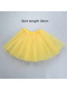 1 Piece 30cm Tutu, Mesh Princess Fluffy Skirt, Cosplay Skirt, Ballet Tutu Skirt, Birthday Party Cosplay Dress, Gauze Skirt, Halloween, Young Girl Solid Color Tutu Skirt, Mesh Fabric, Suitable For Casual And Stage Performance